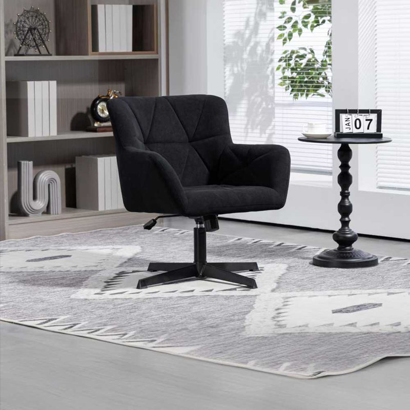 Modern Velvet Desk Chair Swirl Office Chair Black